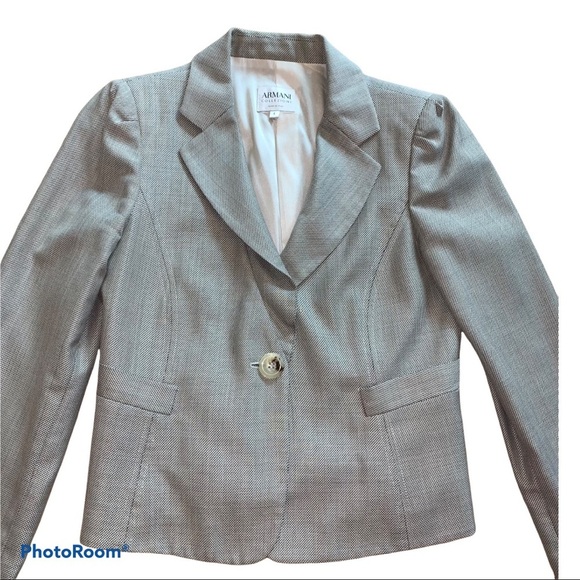 Armani Collezioni Virgin Wool One Button Blazer Suit Jacket size 6 - Picture 2 of 8